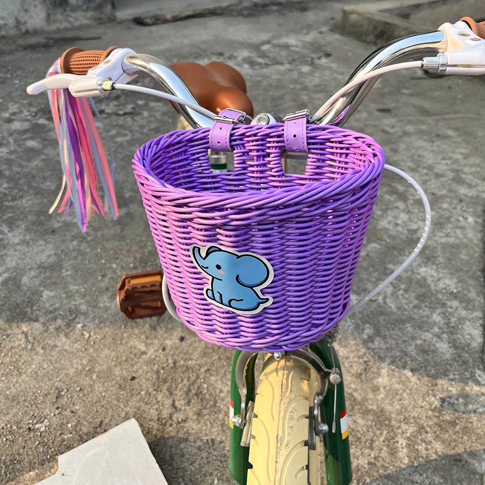 Bicycle Basket Bicycle Basket Rattan Woven Bike Storage Front Handlebar Basket Removable Waterproof Bicycle Pannier Kid Bike Carrier Bag