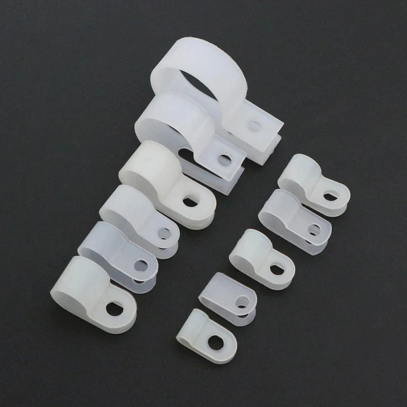 3.3 5.3 6.4 8.4 10.4 13.2 16 19 Plastic R-Type Nylon Cable Clamp Clips Hose Fasteners Mounting Fix Hardware Electrical Fittings