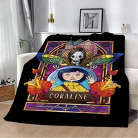 Coraline Sofa Blankets and Throws Cute Throw Blanket Luxury Fluffy Plaid Microfiber Bedding Interior for Home Beach Towel Knee & 1