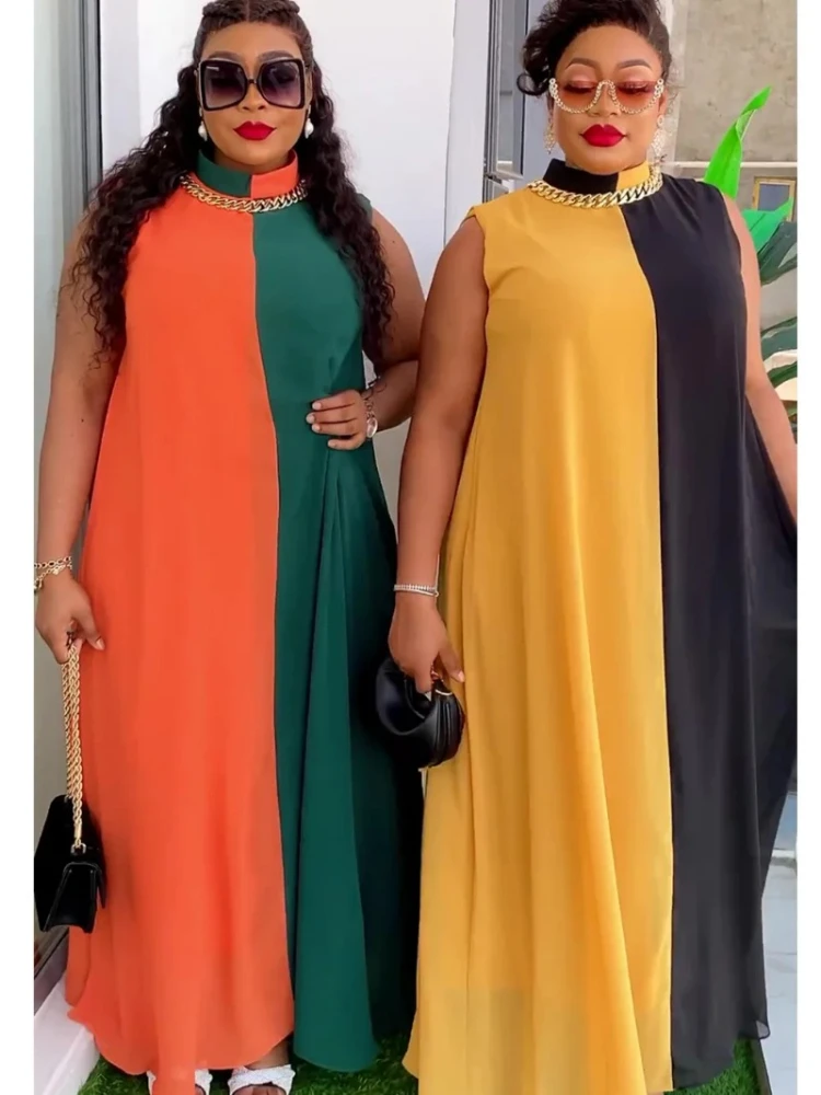 African Maxi Dresses For Women 2024 Plus Size Evening Party Long Dress Africa Clothing Elegant Kaftan Muslim Chiffon Dress