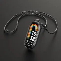 Fashion Necklace Strap for Smart Band - Elegant Pendant Accessory (Metal Black)
