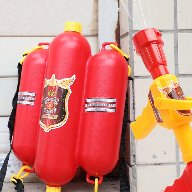 Children Fireman Backpack Nozzle Water Guns Beach Outdoor Pool Toy Extinguisher Soaker Cosplay Fireman Pistol Toy Water Blasters 3