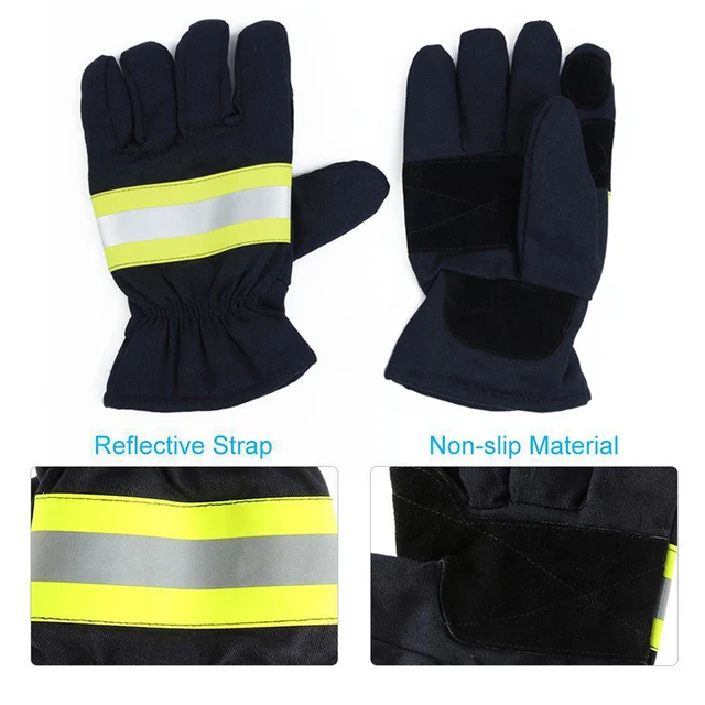 1 Pair Protection Gloves Heat-resistant Non-slip Wear-resistant Gloves Reflective Strap For Firefighter Welding Cold Weather 3