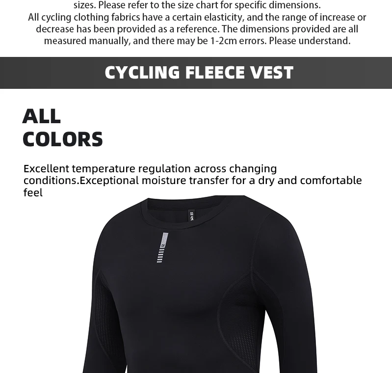 Description Picture 4 of itemUNCYC Men's Cycling Base Layers Winter& Autumn Bicycle Undershirt Long Sleeve Thermal Fleece Road Bike Cycling Base Layer