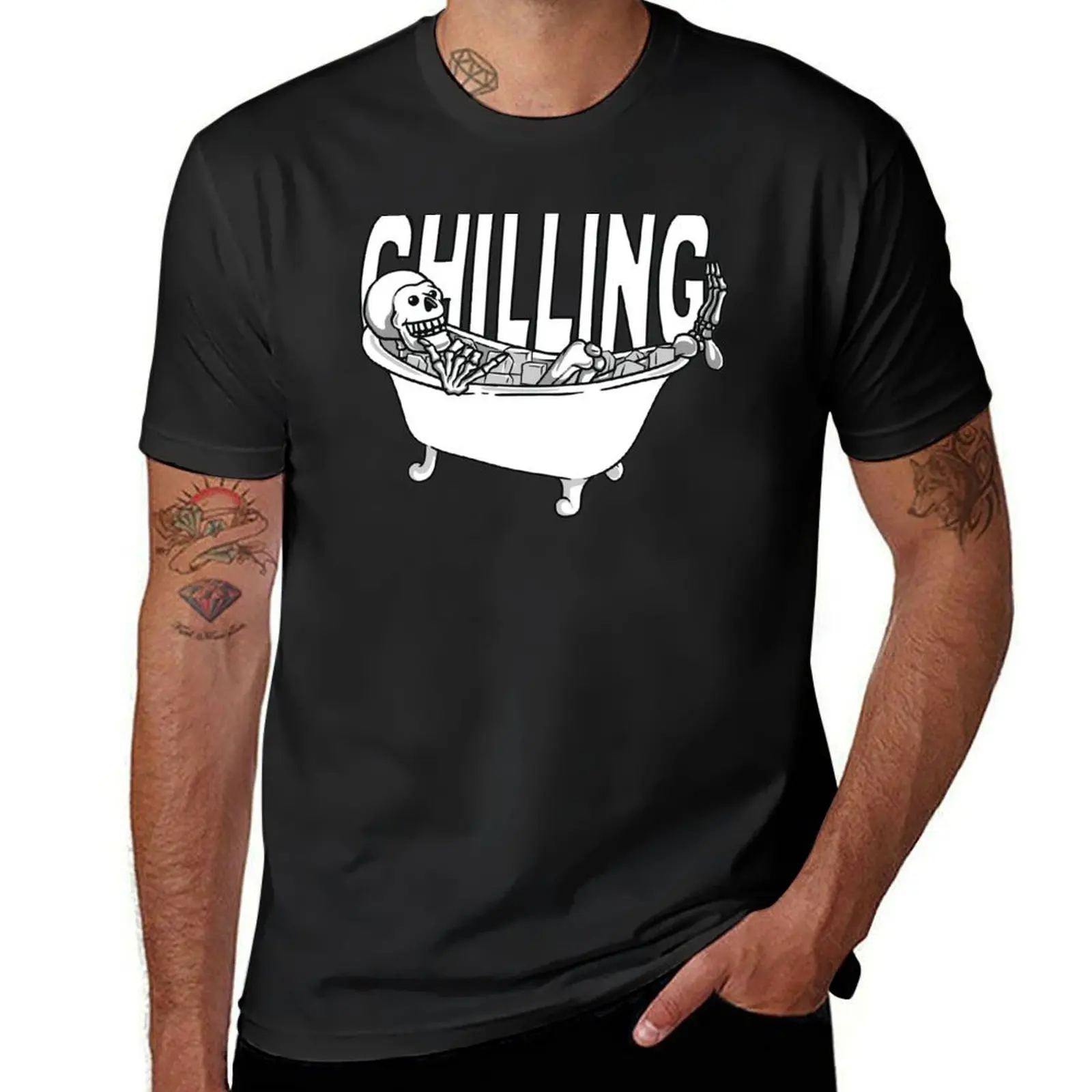 Chilling in ice bath T-Shirt sweat Short sleeve tee mens t shirt