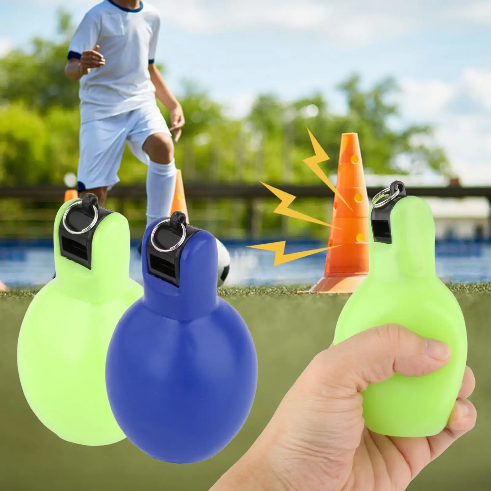 2Pcs Hand Squeeze Whistles Coaches Whistle Soft PVC Handheld Sports Whistle Survival Boat Home School training