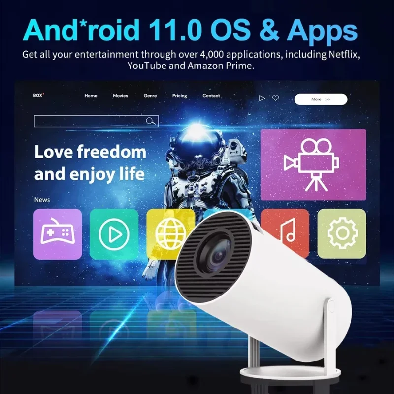ApexTP3D 게임 프로젝터 2 in 1 HY300 M300MAX 컨트롤러 게임패드 안드로이드 11 5G 와이파이 플레이스토어 홈 시네마 야외용 4k 휴대용 프로