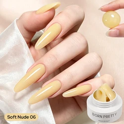 BORN PRETTY Glitter Pink Hard Jelly Nail Extension Gel, Milky White Clear Soak - Off UV Gel, 30ml (15ml Soft Nude 06)