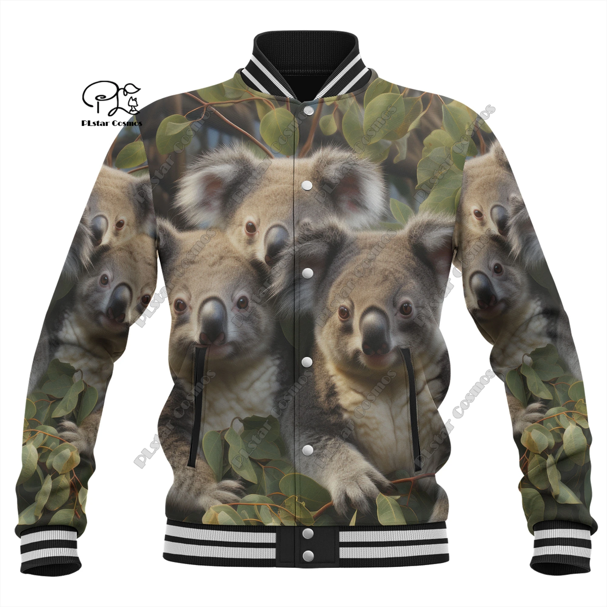 New Australian Koala Design Aboriginal Style Custom Baseball Jacket 3D Pattern Bomber Full Snap Jacket Unisex