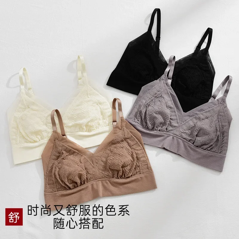 

New Style Rabbit Ears Underwear Women's Bra No Underwire Lace Strap With Breast Pad On The Bottom With A Beautiful Back Wrap