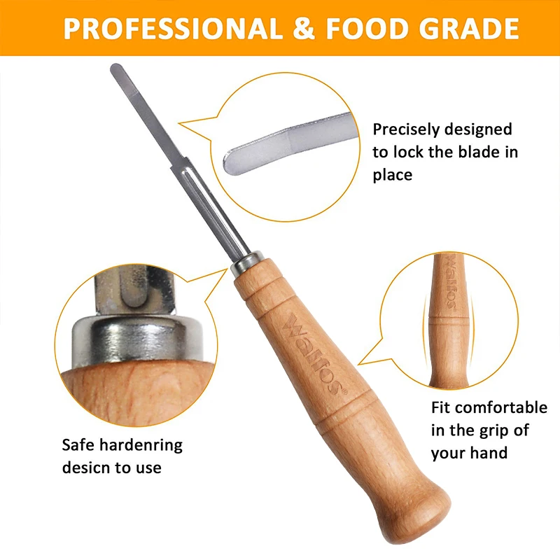 WALFOS Bread Lame New European Bread Arc Curved Knife Western-Style Baguette Cutting French Toas Cutter Tools baking tool,dough cutter,bread cutter
