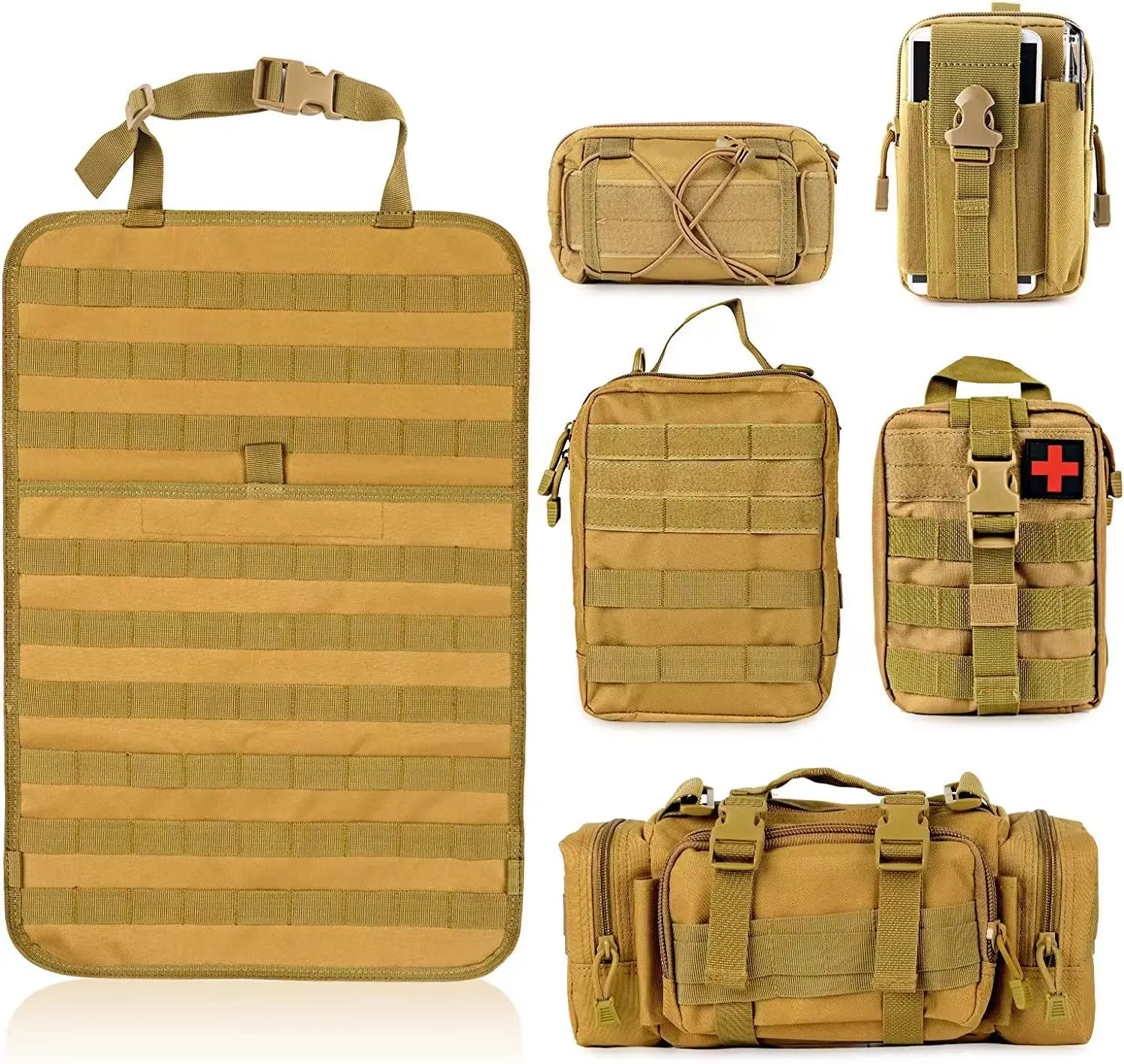 Organizer Per Sedile Auto - Pannello Tattico Con 5 Tasche Staccabili