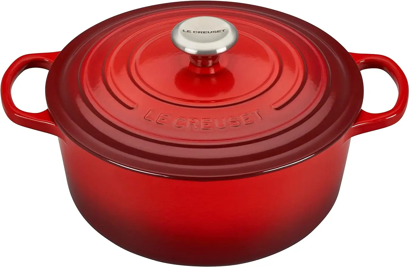 

Le Creuset эмалированная чугунная круглая голландская печь, 5,5 кв. Т., Керамическая антиаддеренр поверхность
