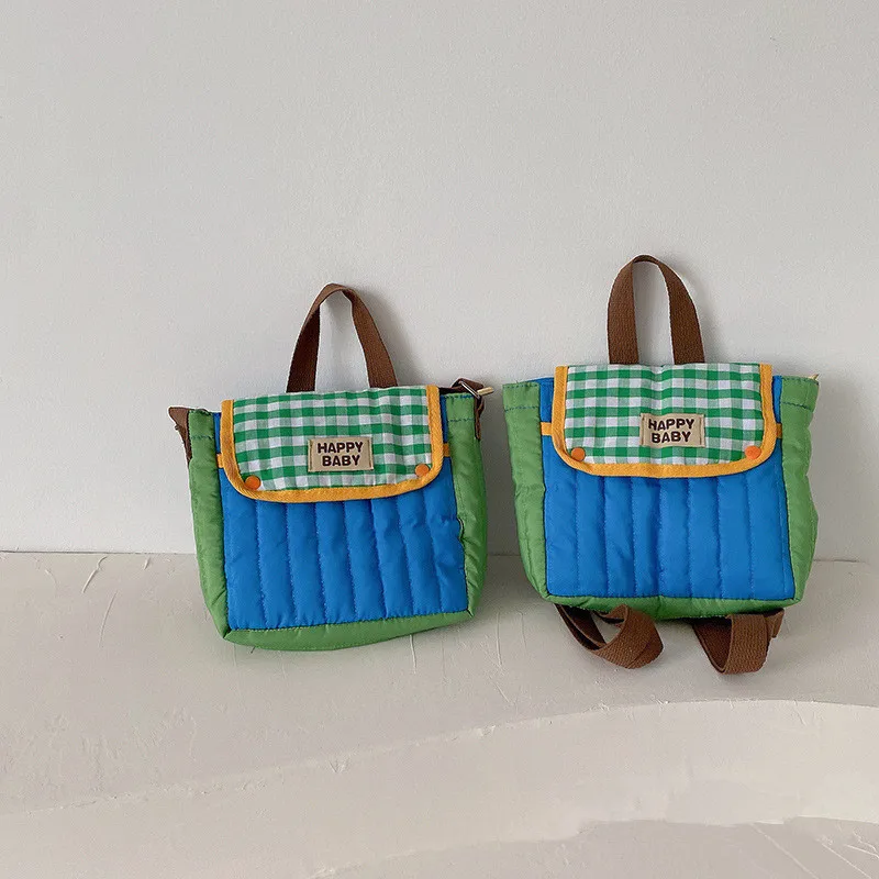 deer jonmi Korean Style Children Plaid Messenger Bags Chic Picnic Vacation Backpack Kids Shoudler Bags 2