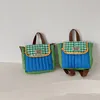 deer jonmi Korean Style Children Plaid Messenger Bags Chic Picnic Vacation Backpack Kids Shoudler Bags 2