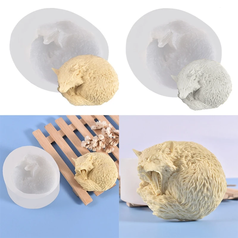 Y4QE DIY Crafts Crystal Epoxy Resin Mold Open Mouth Growl Wolf for Head Silicone Moul