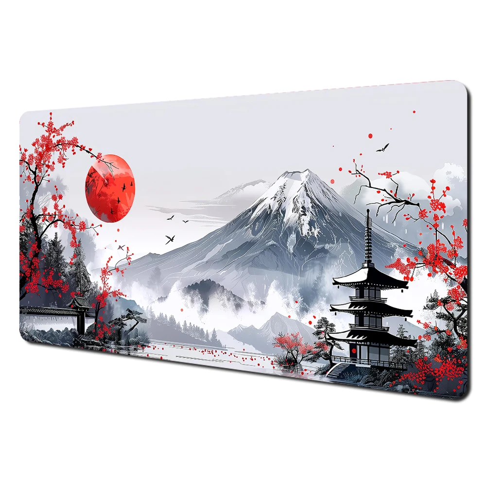 Large Red and Black Art Landscape Mouse Pad - Anti-Slip Durable Desk Mat