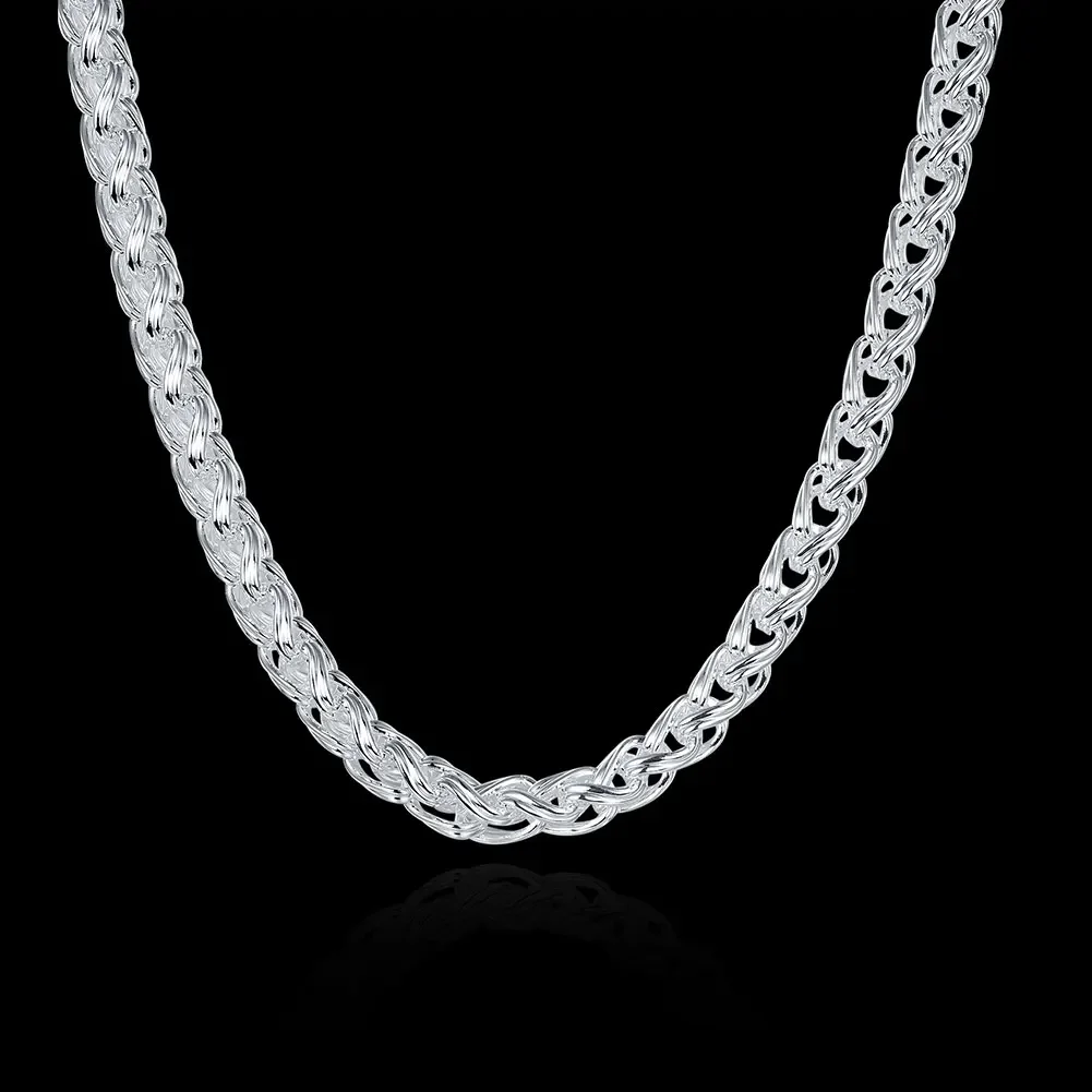 

Classic 925 Sterling Silver Necklaces Jewelry 20 Inches Exquisite Simple twisted circle Fashion men's necklace Christmas Gifts