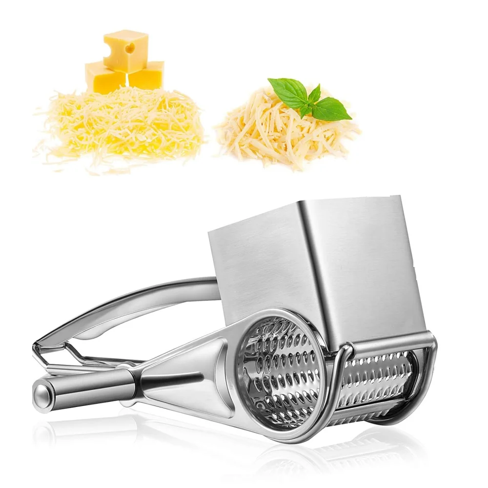 Rotary cheese grater, stainless steel handheld cheese grater, cheese cutter, slicer, hard chocolate, nuts, kitchen tools