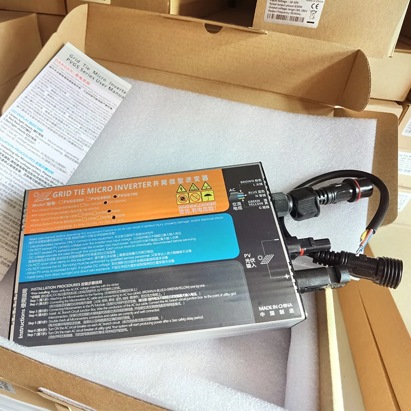 PVGS 700W/600W/500W/350W/300W/260W MPPT Solar PV On Grid Micro Power Inverter DC18V-60V to AC110V-220V 50HZ/60HZ home use IP65 solar inverter power inverter