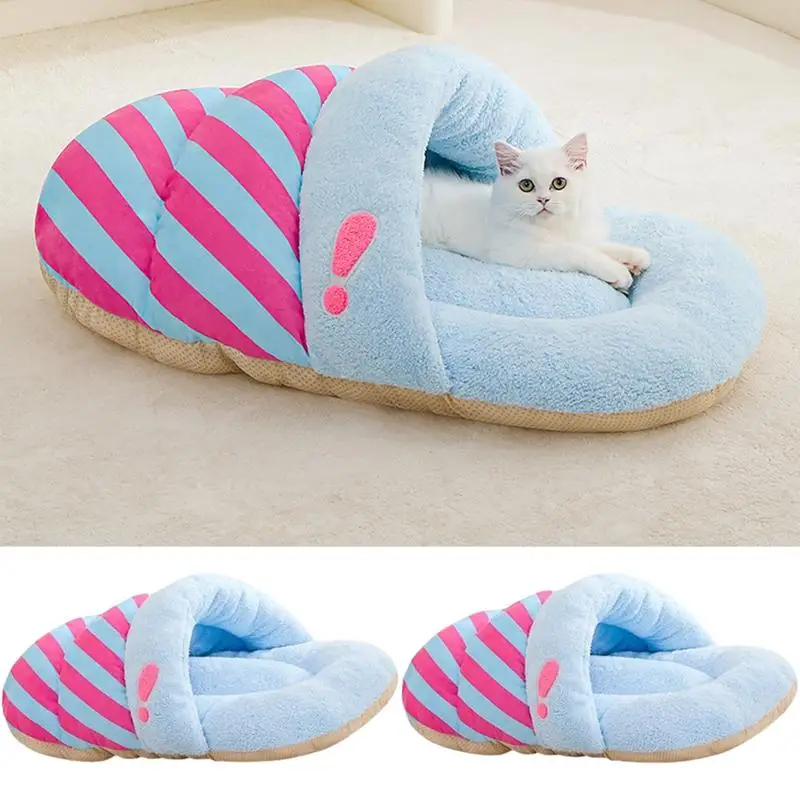 Winter Cat Cave Bed Plush Pet Sleeping House