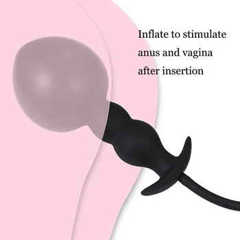 Sex Toys Medical Silicone Inflatable Anal Plug Dildo Stimulate Anus and Vagina Soft Anal Dilator Phallus Erotic Butt Plug Dick 4
