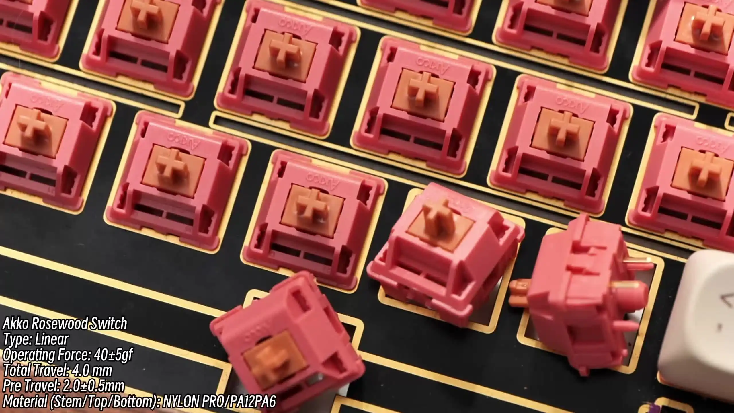 キーボード Akko Rosewood 45 x 2 Akko ローズウッド スイッチ 5 ピン 40gf リニア スイッチ 工場