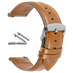 Elegant Genuine Cowhide Leather Watch Straps - Retro Black, Brown, Red, Blue - 18mm (Brown)