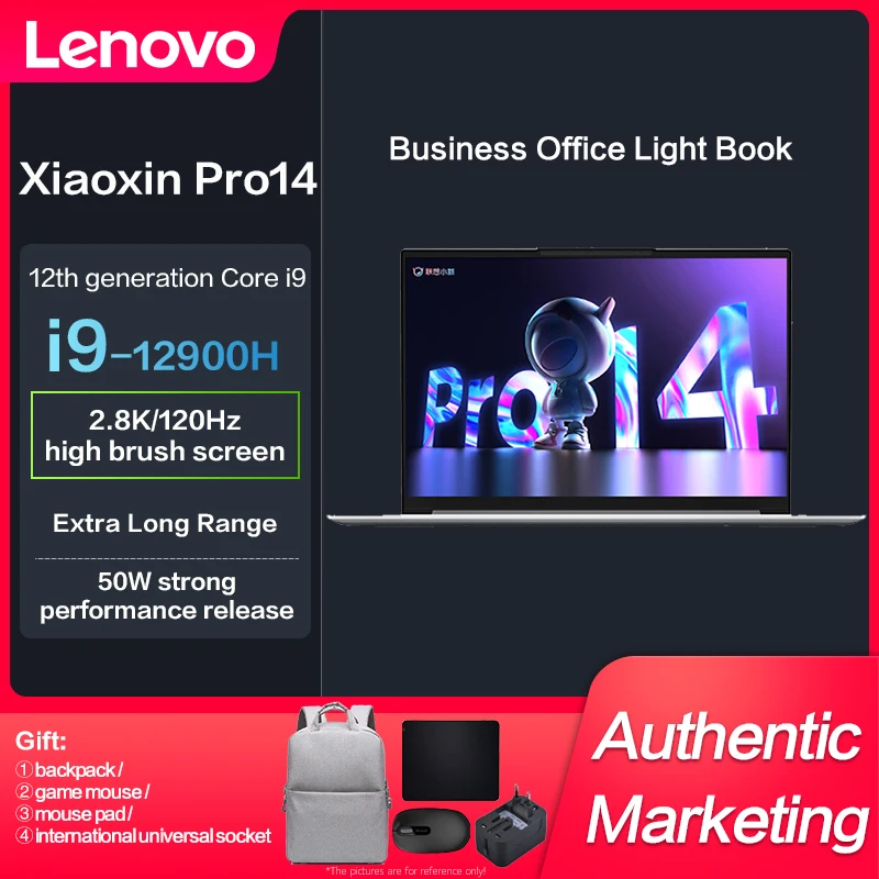 

Lenovo XiaoXin Pro 14 Slim Laptop Intel I5-12500H/I9-12900H Iris Xe 14-inch IPS 2.8K 120Hz Full Screen Notebook Computer