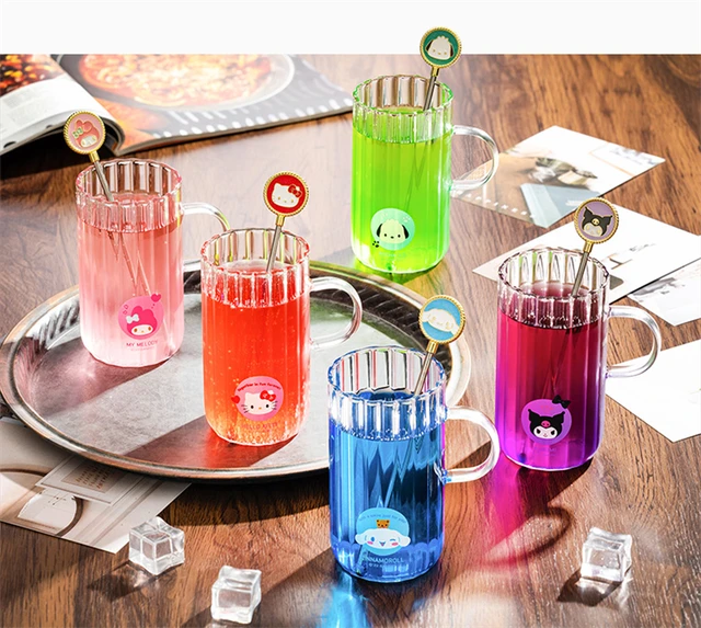 Sanrio Anime Hello Kitty Glass Straw Cup Milk Cup Cute Cartoon Coolommy  Melody Beverage Juice with Lid Drink Cup Ins Style - AliExpress