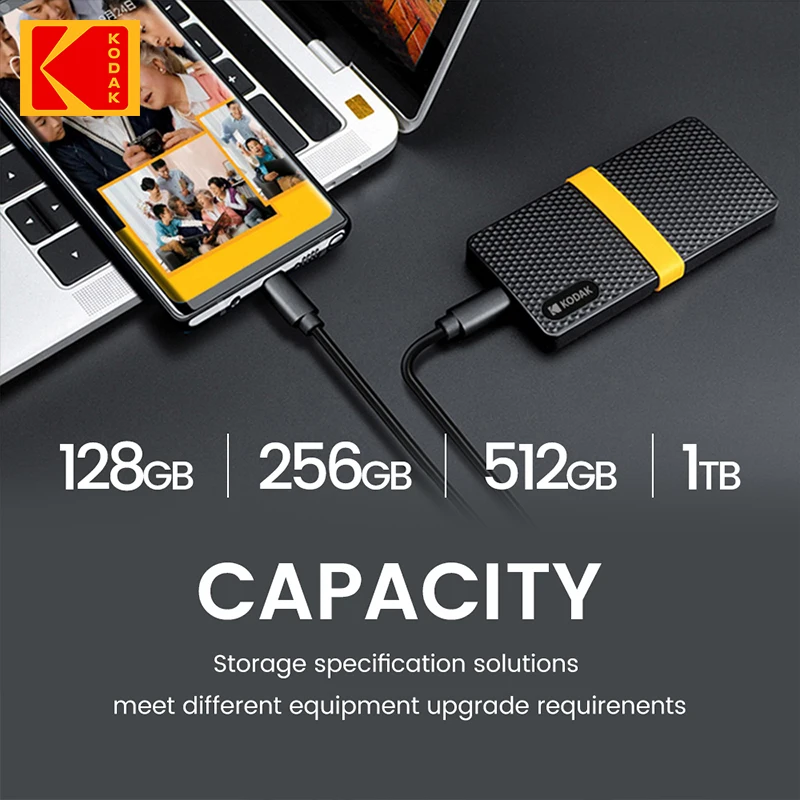 Kodak-USB3.1 Ÿ-c ޴ ssd 1 ׶Ʈ  ϵ ̺ 512GB Gen 2 SSD ϵ ̺, 256GB Ʈ ƺ  ָ Ʈ ̺
