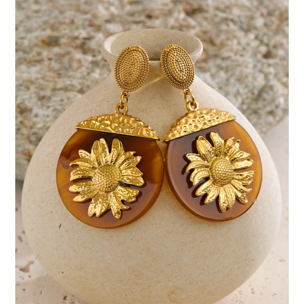 Ypup Dangle Earrings Golden Stainless Steel