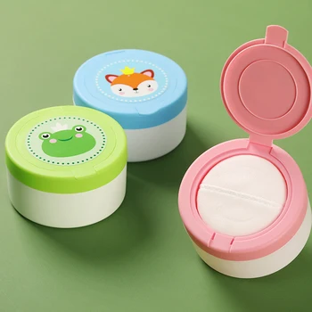 Contenitore per polvere per il corpo del bambino con spugnetta, portatile, sicuro, vuoto, per neonati, scatola porta polvere per il corpo, porta spugnetta cosmetica