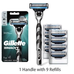 Gillette Men's Smooth Shaving Razor with Lubrication Strip (1 handle 9 blades)