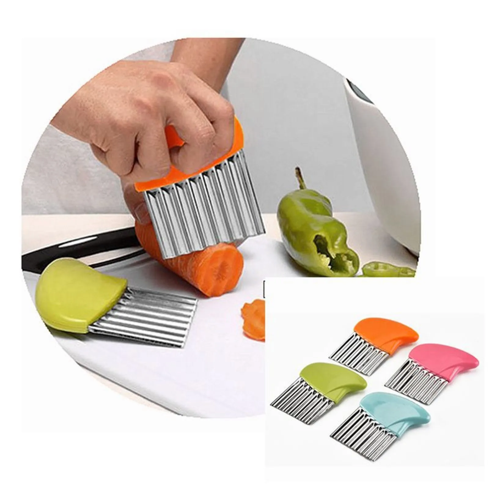 Wave Onion Potato Slicer Cutter Wrinkled French Fries Salad Corrugated Cutting Chopped Knife Dining Kitchen Gadgets