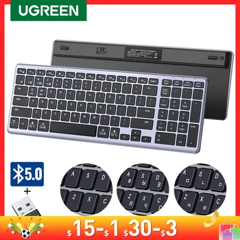 UGREEN 맥북 아이패드 PC 태블릿용 무선 블루투스 5.0, 2.4G 러시아어 한국어 EN 99 키캡, USB C 충전식 키보드