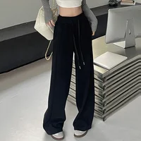 Women Basic White-gray Black Elastic Sports Trousers Lady Wide Leg Straight Leg Pants Female Versatile High Waisted Sweatpants - Image 6