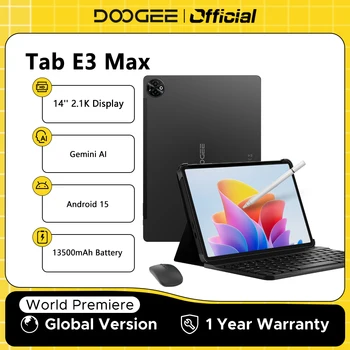 Doogee Tab E3 Max 2 in 1 Tablet Pc 14" 2.1K Display Android 15 32Gb (8+24) 256Gb 13500Mah Battery Qual Speaker Helio G100 Tablet