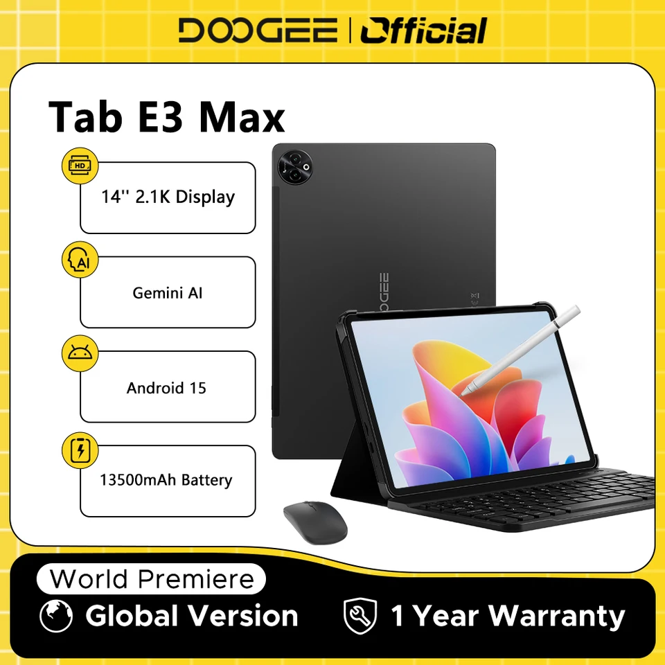 Global Version DOOGEE Tab E3 Max Tablet PC Android 15 Gemini AI 14