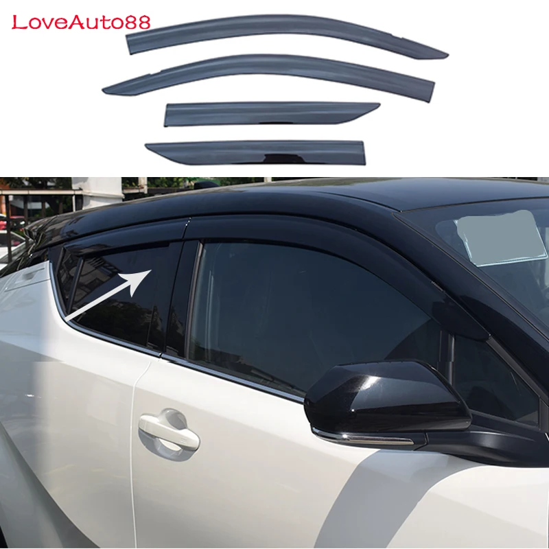 4Pcs Car Window Visor Door Rain Sun Shield Side Windows Cover Trim Accessories For Toyota CHR C-HR