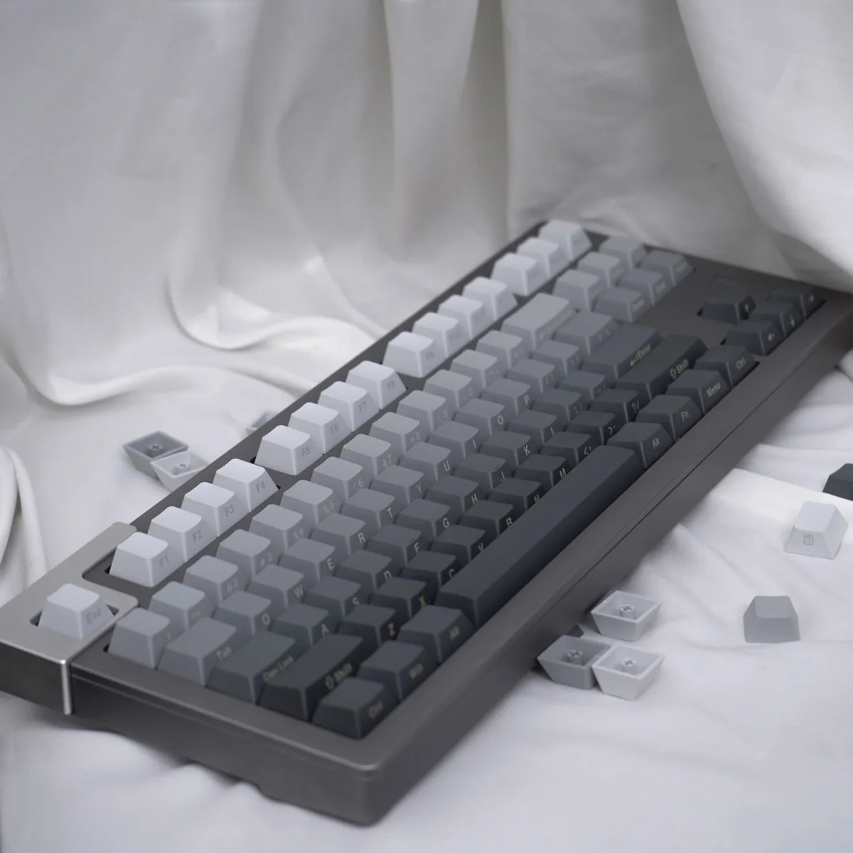 Teclas PBT para Teclado Mecânico, Gradiente Cinza,