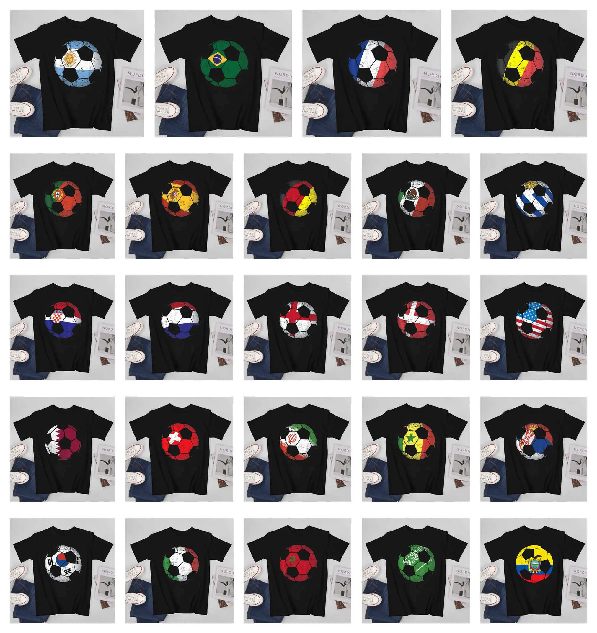 Uomo Brasile Francia Argentina Spagna Portogallo Germania Messico Inghilterra Qatar Italia Arabia Saudita Bandiera Uruguay Maglia Da Calcio T-Shirt