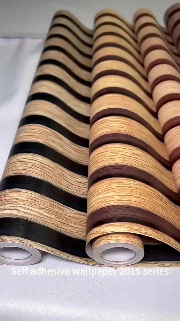 Papier peint 3D Grain de bois, panneaux muraux auto