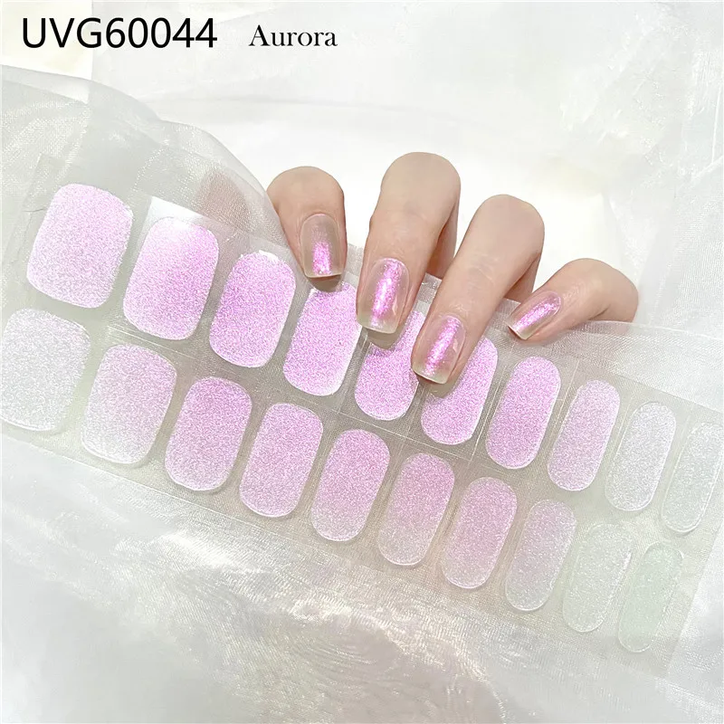 

22Tips Gel Nail Art Stickers Wraps UV Lamp Need Manicure Decor Nail Strips Patch Sliders Adhesive Full Cover Gel Nail Stcikers