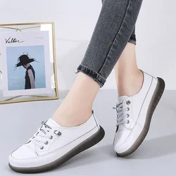 Women's Genuine Leather Soft Sole Outdoor Sneakers - Stylish Summer Walking Shoes - 38 (9025 White)