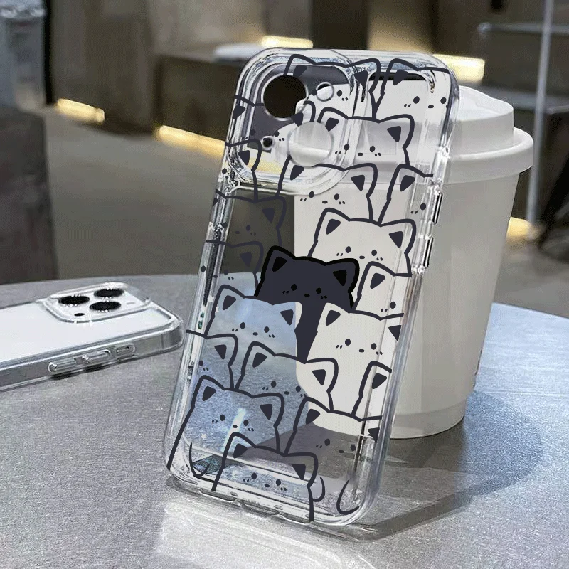 Adorable Cartoon Bear & Cat Soft Phone Case - Kawaii Animal Design Cover