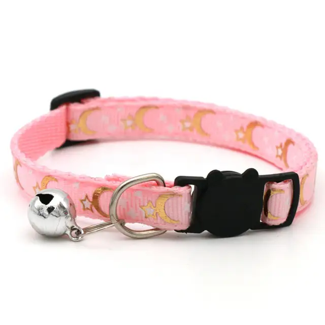 Gold Stars and Moon Cat Collar with Reflective Safety Buckle and Bell Adjustable Cats And Small Dogs Collars 4