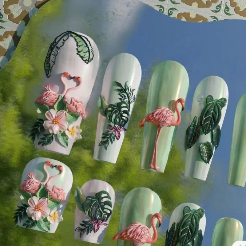 크레인 대나무 구름 크레인 플라잉 크레인 입체 네일 장식 투명 네일 몰드