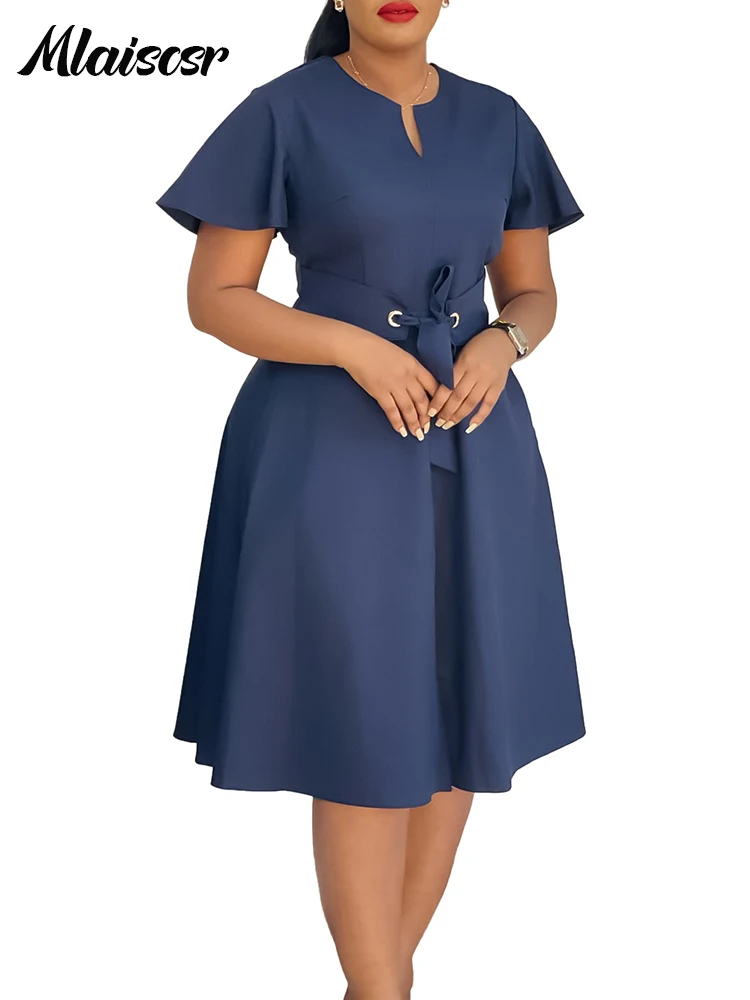 Mlaiscsr فساتين متوسطة الحجم للسيدات برقبة على شكل...