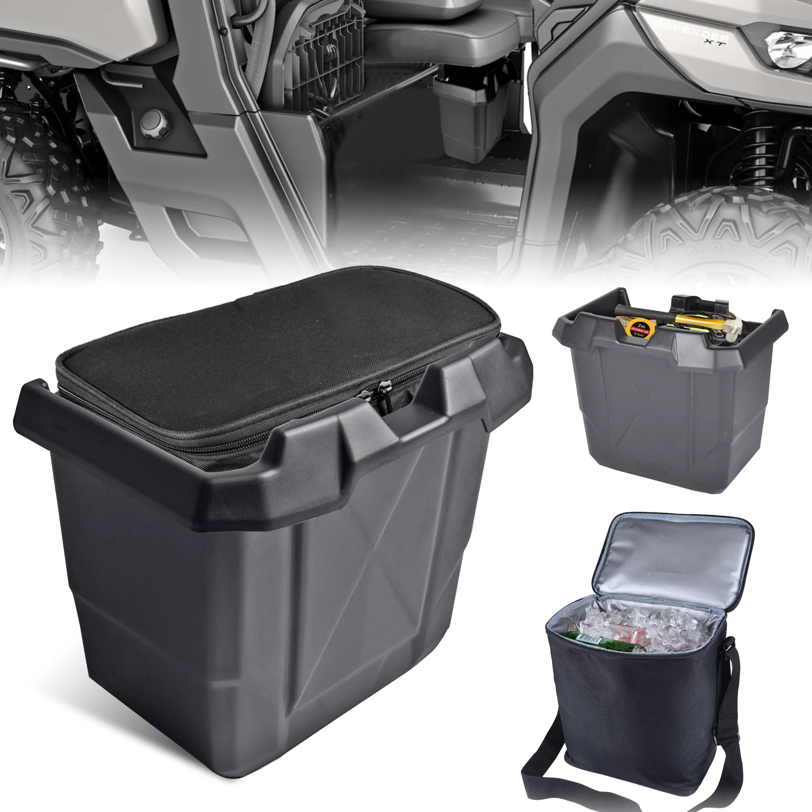 Goldfire UTV Under Seat Storage Cooler Box Removable Underseat Storage Bin Cooler Bag Fit for Can Am Defender Max 2016 -2022